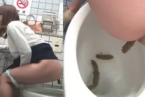 Asian girl pooping in the public toilet 5