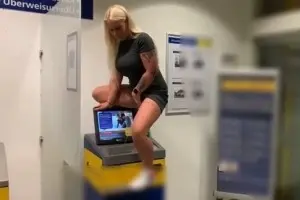 Crazy blonde Devil Sophie pissing and shitting everywhere